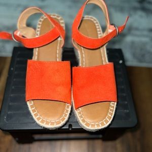 Orange platform sandals